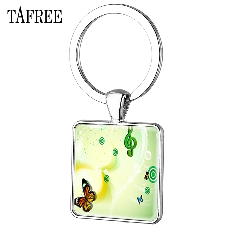 TAFREE классический брелок для музыкальных нот с квадратным кольцом винтажное