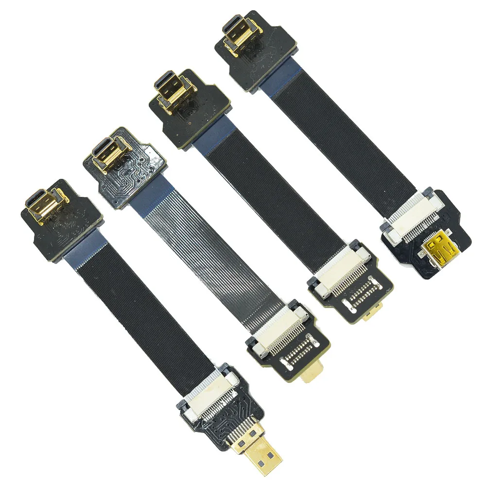 

D2-D FPV Micro HDMI Up angle to HDMI Micro Type-D Up Down male Female HD Flat FPC Cable for GH4 GoPro BMPCC A5000 A6000 A7R A7S