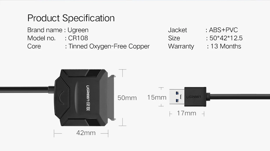 Ugreen sata usb3.0 поворотный Рабочий стол твердотельный накопитель 3,5 дюйма Жесткий диск кабель передачи данных легко управлять линия 2,0