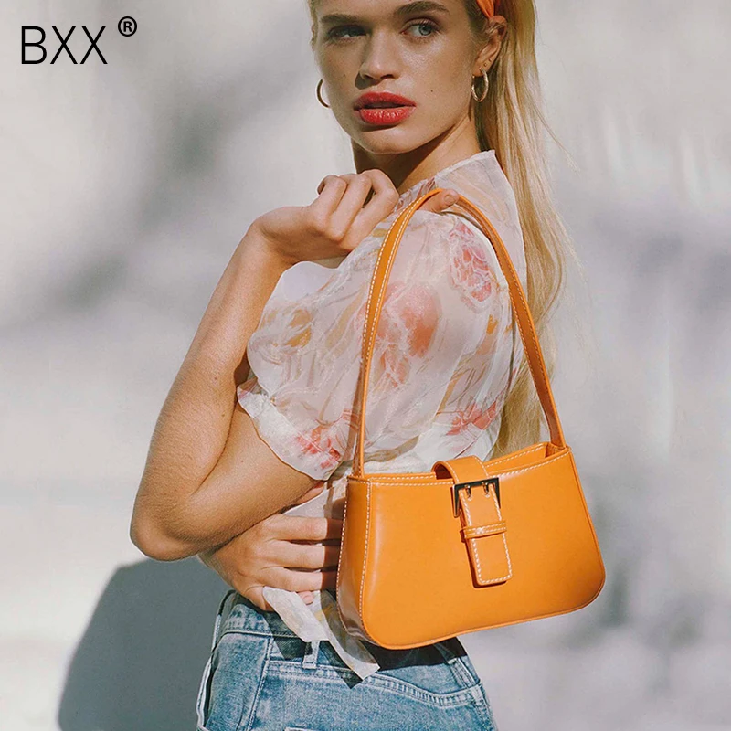 

[BXX] Women's Single Shoulder Bag All-match Flap 2019 Fashion Design Female Streetwear Party Handbag Button Portable Bag HF591