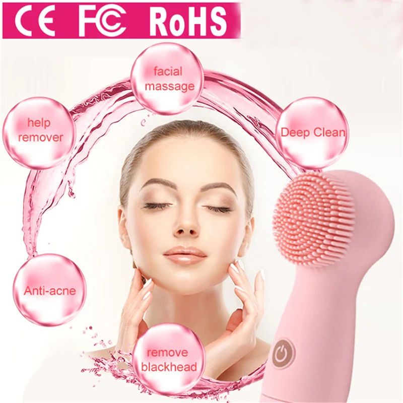 Waterproof Deep Cleansing Face Brushes Electric Silicone Facial Brush