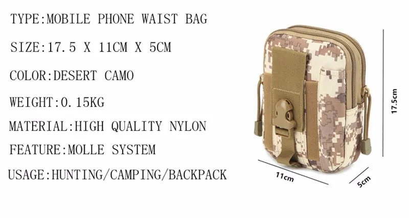Мультикам Тактический чехол для телефона чехол страйкбол Molle хип поясной ремень клип сумка кошелек EDC гаджет сумка инструмент дампа падения сумка держатель
