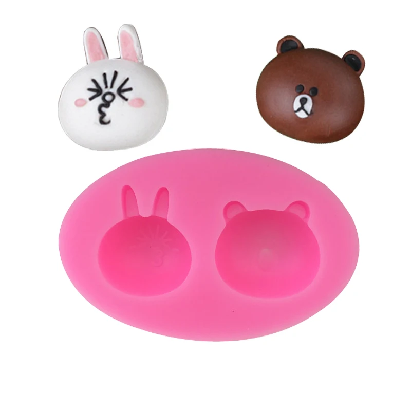 

Cartoon Linetown Bear Rabbit silicone Moulds DIY chocolate fondant cake decorating tools mold kitchen baking utensils FQ3727