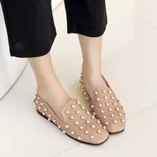 PXELENA/; сезон весна; популярные женские лоферы; слипоны на плоской подошве с бусинами; Повседневные Удобные мокасины; Рабочая обувь для вождения; Цвет Черный; размеры 34-43