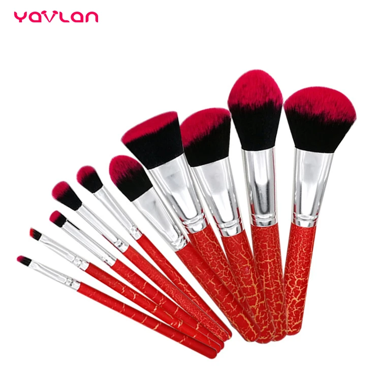 

Yavlan 10pcs Red Leopard Print Makeup Brushes Powder Foundation Eye Shadow Eyebrow Lip Blusher Eyeliner Cosmetic Beauty Brush