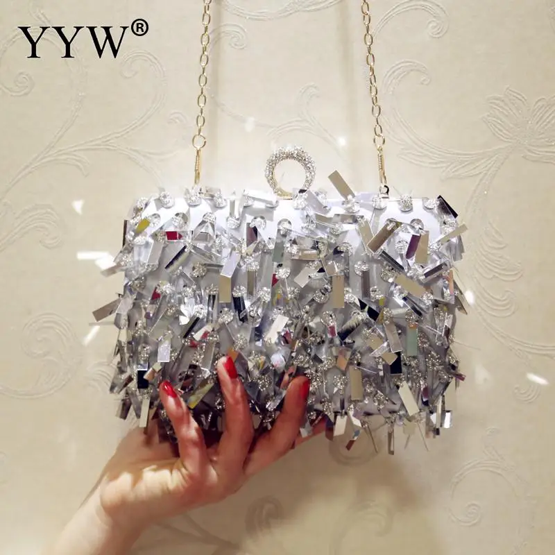 

Gery Women Wedding Purse Luxury Designer Wedding Handbag Finger Ring Handbags Sequin Evening Party Clutch Bag Gothic Rhinestone