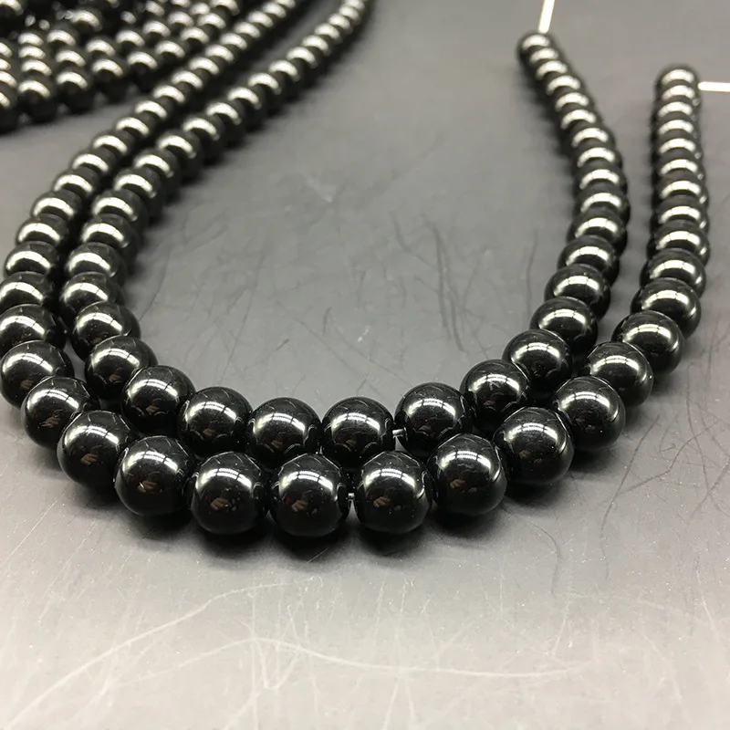 Natural Stone Beads Round Glossy Matte Black Beads Dull Polish Onyx ...