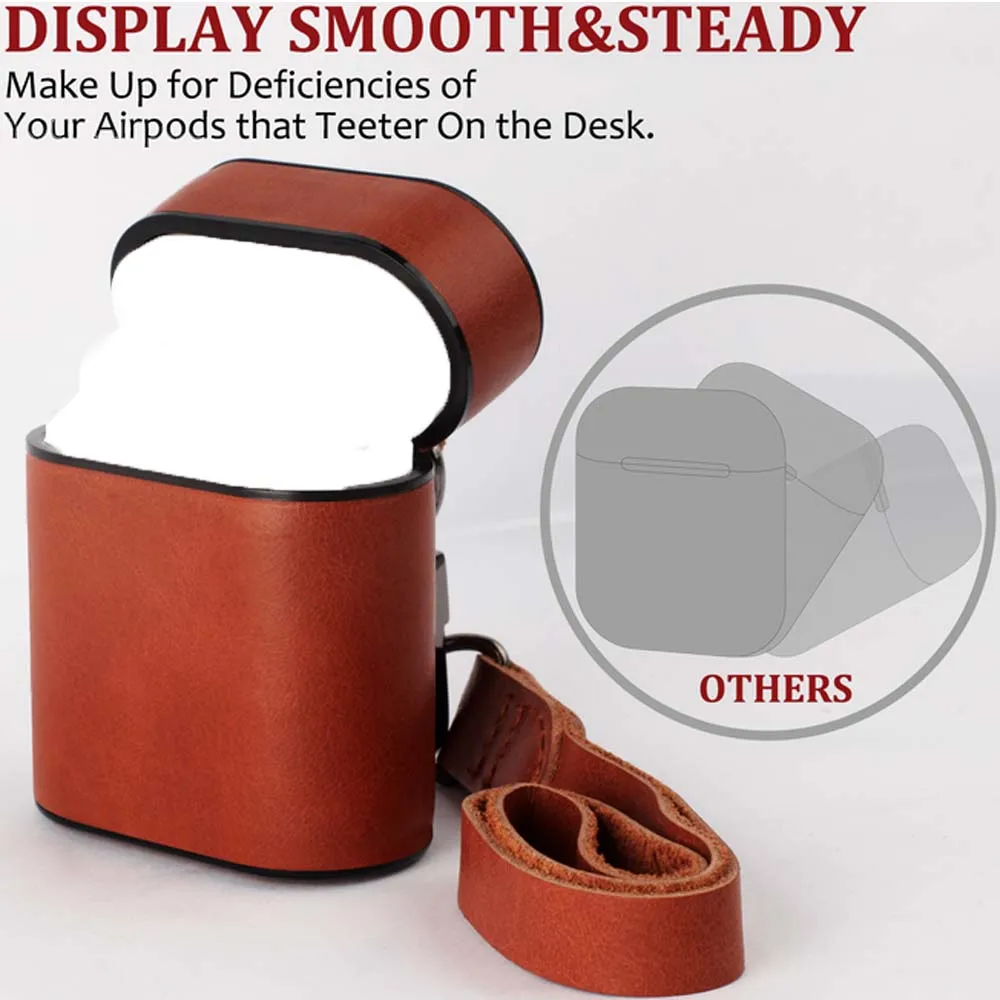 PU leather Earphone bag Case for Airpods Cover with Anti lost Buckle Strap Headphone Bag Earphone Accessories