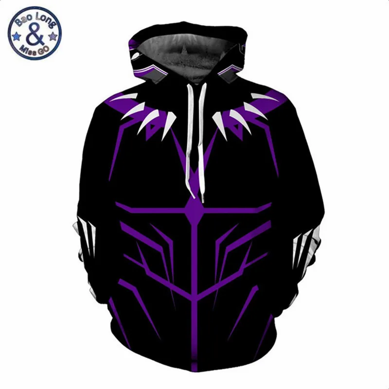 

2019 Men 3D Sweatshirts Superhero The Avengers Hoodies Man Black Panther Hoody Pullover Hipster Streetwear Long Sleeve Tops 5XL