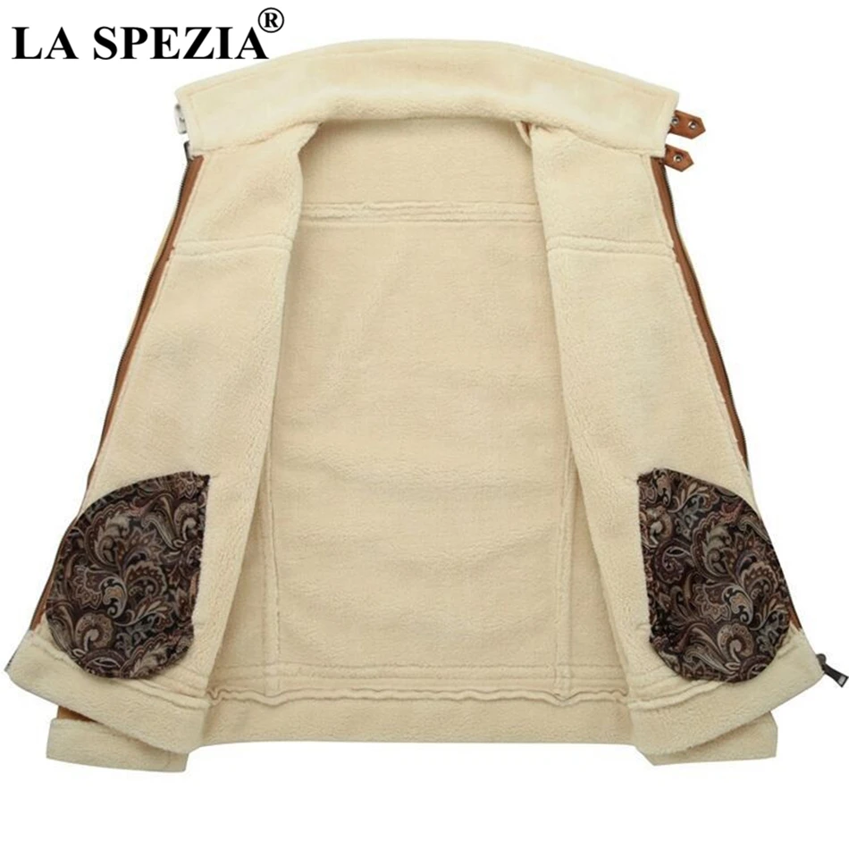 LA SPEZIA Suede Jacket Mens Fur Clothing Winter Thicker Warm Coffee Jackets Male Pockets Slim Fit Man'S Casual Coats Brand 2019 LA SPEZIA Suede Jacket Mens Fur Clothing Winter Thicker Warm Coffee Jackets Male Pockets Slim Fit Man'S Casual Coats Brand 2019