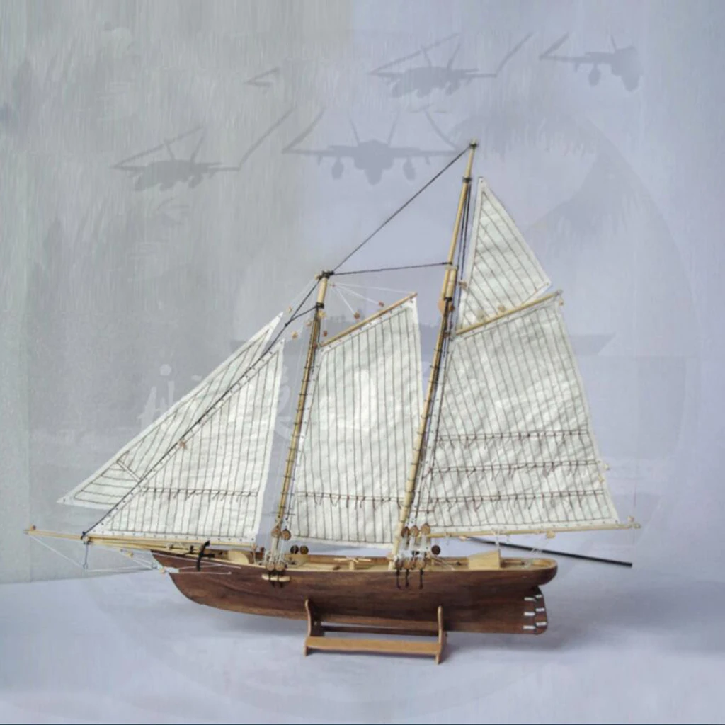 Wooden Sailboat Model Kit Racing Yacht America 3D Puzzle for Kids and Adults