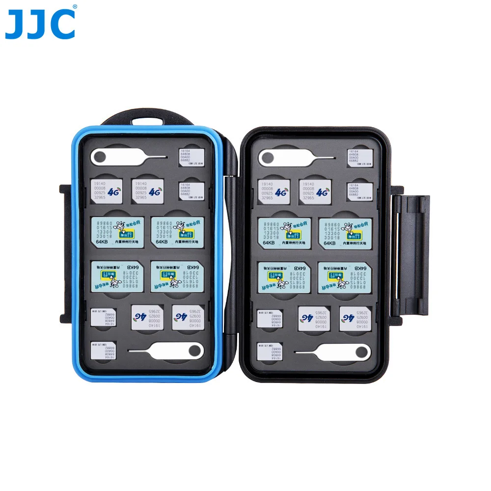 

JJC Water-Resistant dslr Digital Photo Camera Memory Card Case 8 SIM + 8 Micro SIM + 8 Nano SIM Compact Tough Storage Box Cover