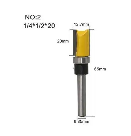 1 шт. 1/4 дюйма хвостовик шаблон отделка петля долбежные фрезы с подшипником 6,35 мм хвостовик триммер очистка промывочный Фрезер бит для дерева - Длина режущей кромки: NO 2