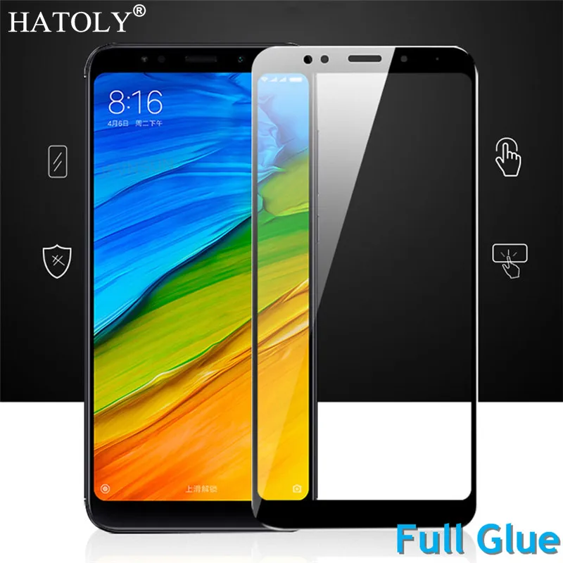 Закаленное стекло HATOLY с полной проклейкой для Xiaomi Redmi 5 Plus пленка защиты экрана
