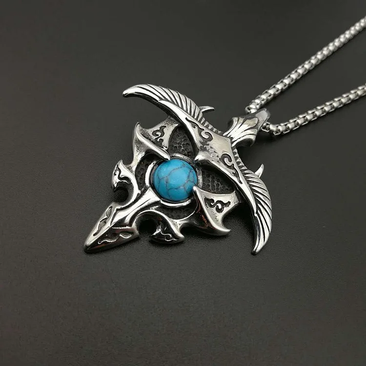 

Hip hop Trendy Turquoises Hawk Pendant & Necklaces Biker Cool Buddhist Talisman Stainless Steel Flying Eagle Necklace for Men