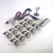 Arcade DIY Kit Parts USB Encoder To PC Arcade 5 Pin 8 Way Joystick + 10 x 30mm LED illuminate Push Buttons For USB MAME Cabinet