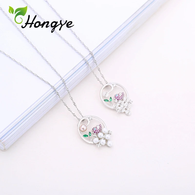 

Hongye Natural Freshwater Pearl Necklaces Luxury Silver 925 Chains for Women Bird and Flower Gorgeous Pendant Necklaces Jewelry