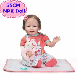 22 "реалистичные npk мягкий силиконовый Reborn Baby Doll сладкий Smilling жив Bebe Menina Игрушечные лошадки в симпатичная одежда для детей на день рождения