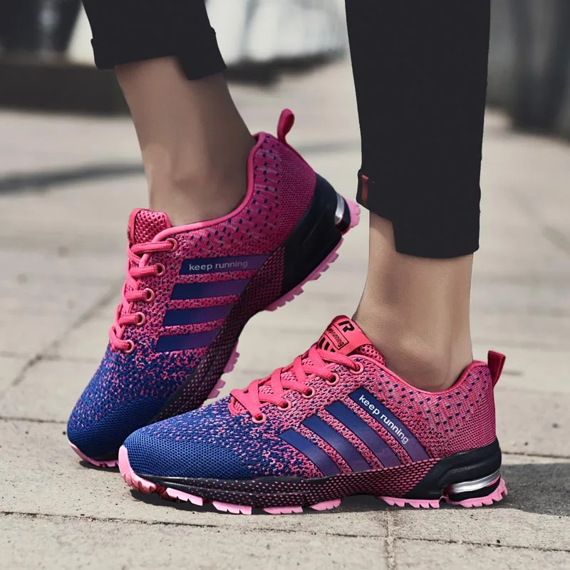 Дешевые мужские спортивные кроссовки, обувь, дышащие мужские кроссовки для бега, красные легкие кроссовки, Женская Удобная спортивная обувь - Цвет: Pink A