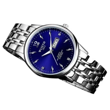 Wlisth 507 hommes montre horloge date bracelet à quartz montres stainess acier bleu