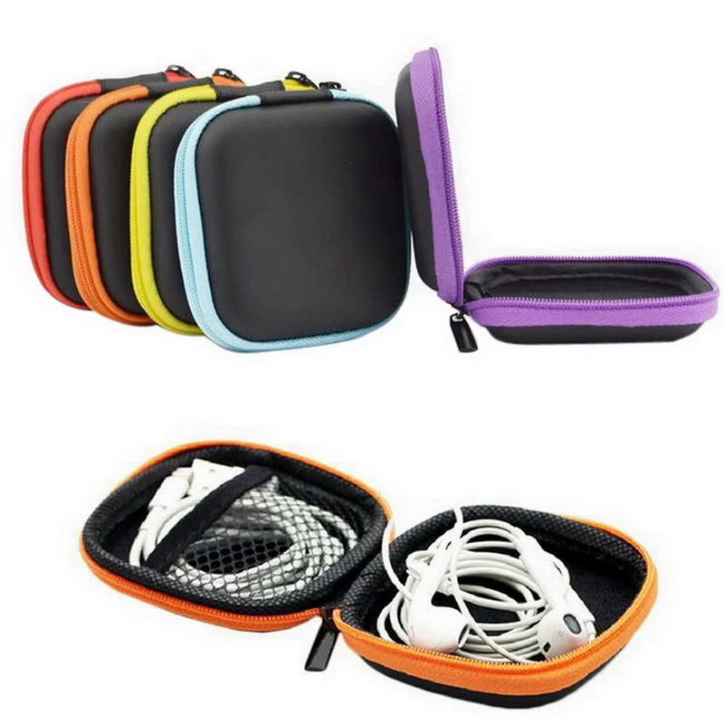 

IVYSHION Square Data Line Cables Storage Box EVA Earphone Wire Organizer Box Case Container Coin Headphone Protective Box 8cm