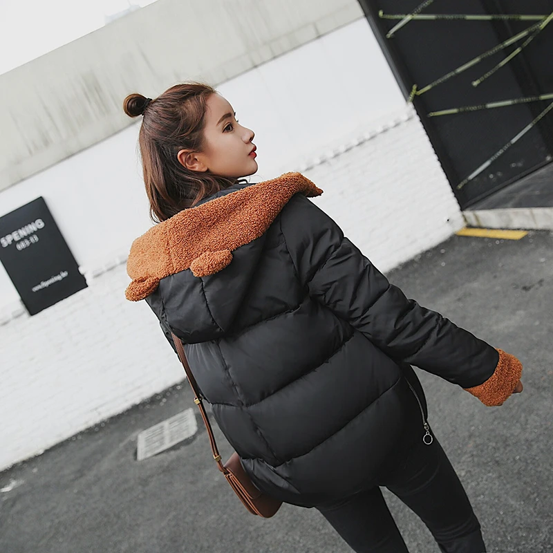 Новинка 2017 теплое милое Женское пальто черно желтое Осень зима парка Mujer Invierno