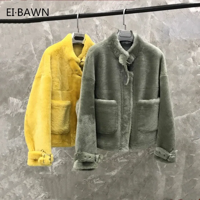 Новинка зимы 2018 шуба Haining с коротким мехом женская из овчины Корейская версия