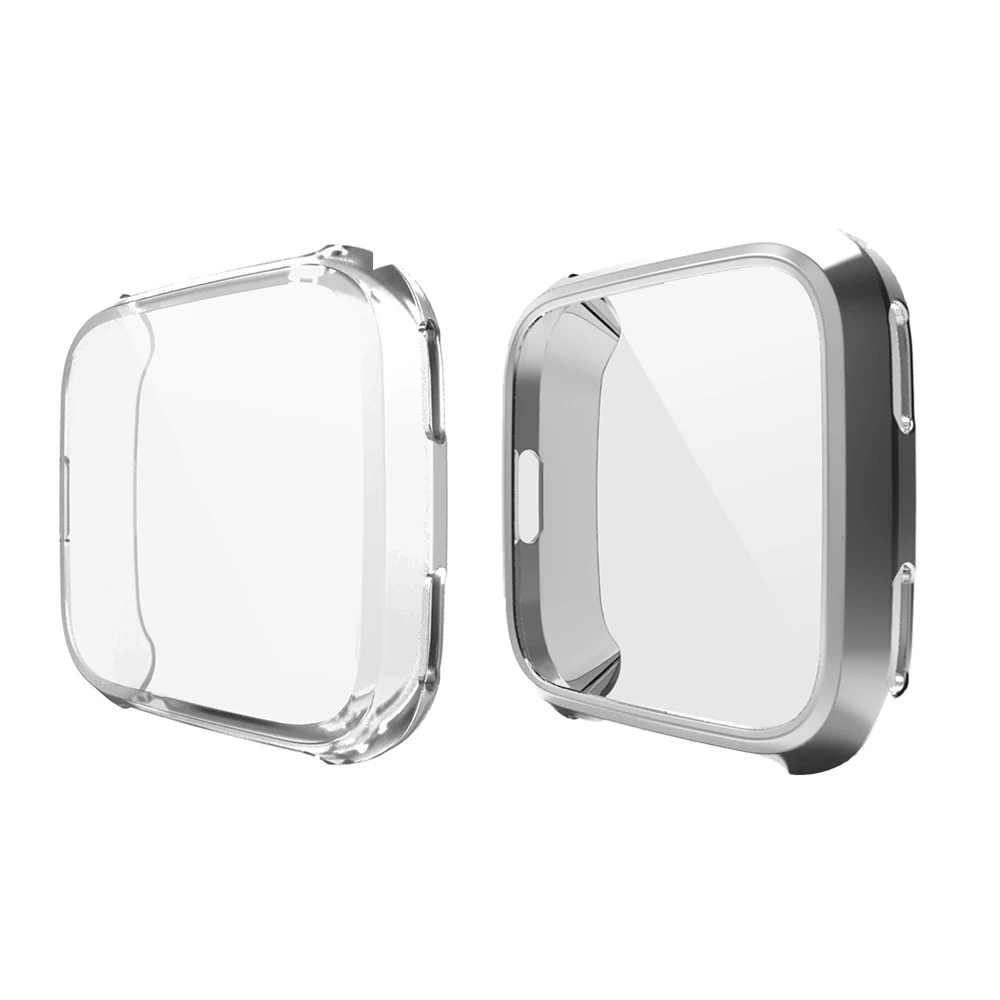 transparent silver 1 шт. защитный чехол ТПУ Мягкий защитный экран для Fitbit часы Versa 360 градусов защитный чехол LXH - Цвет: transparent silver