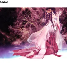 Алмазная вышивка, мультфильм, Японская женщина, алмазная живопись, вышивка крестиком, 5D полный набор мозаики, домашний декор, картины, сделай сам, фото на заказ