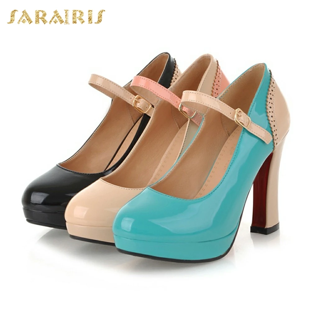 SARAIRIS/Большие размеры 33-43; женская обувь на платформе с пряжкой и ремешком; новые модные вечерние свадебные туфли-лодочки на высоком каблуке; женская обувь