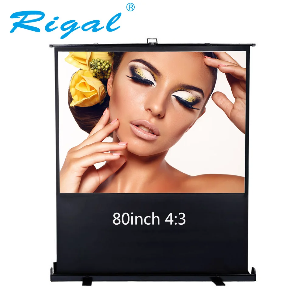 

Rigal 80 100 inch Diagonal 4:3 Projector Screen Portable Floor Up Manual Pull up Screen Home Theater Office Projection Screen