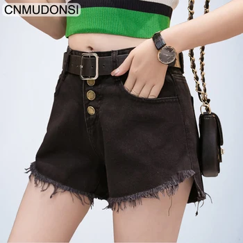 

New 2019 Spring Summer Korean Jeans Woman Boyfriend Jeans Harajuku Sanding Side Pocket Denim Shorts High Waist Denim Shorts