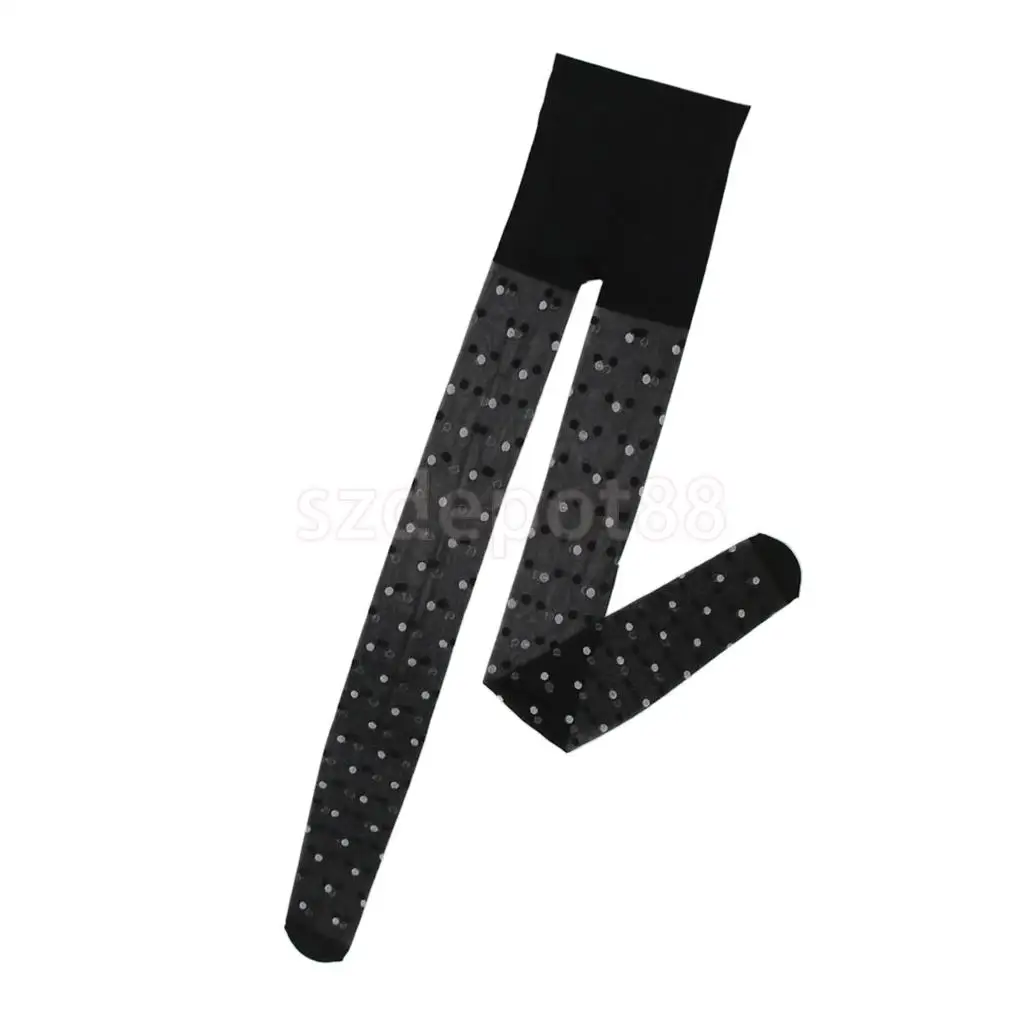 Women Lady Fashionable Sheer Tights Geometric Polka Dot Floral Patterned Elastic Pantyhose Long Stockings