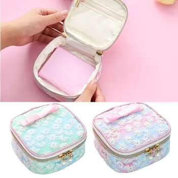 

Women Girl Cute Embroidery Sanitary Pad Organizer Holder Napkin Towel Convenience Bags Parts Mini Cosmetic Case Makeup Bags