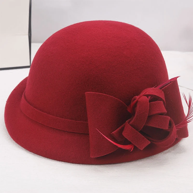 

Женская шерстяная шляпа Fedora, осенне-зимняя, с бантом, с коротким рукавом, B8954