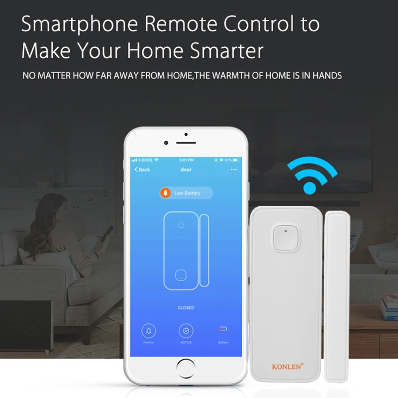 Wifi датчик для двери Сигнализация Беспроводной магнитный окно открытый вход оповещения Домашняя безопасность детектор дистанционное управление Alexa Google Home IFTTT