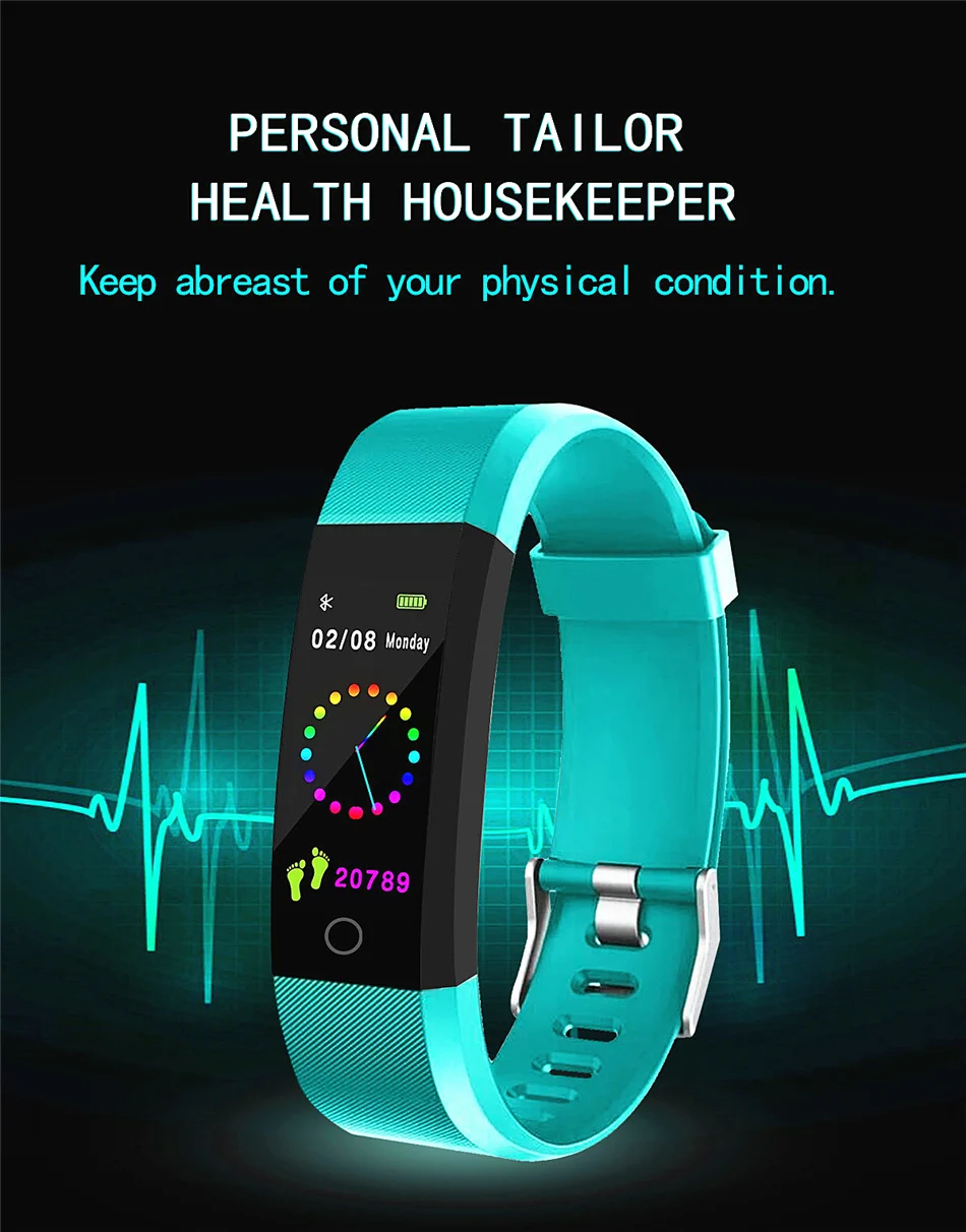 Fitness Tracker bracelet pressure measurement pedometer Smart band Heart rate monitor IP68 Waterproof smartwatch For Android ios xiaomi band 01