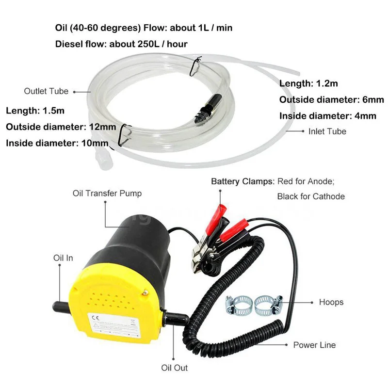 Масляный насос для двигателя 12 В, Электрический масляный/дизельный насос для жидкости, экстрактор для перекачки топлива, всасывающий насос для автомобиля, лодки, мотоцикла