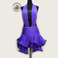 Новые костюмы для латинских танцев, сексуальные фиолетовые платья для латинских танцев с блестками для женщин, платья для латинских танцев, S-4XL