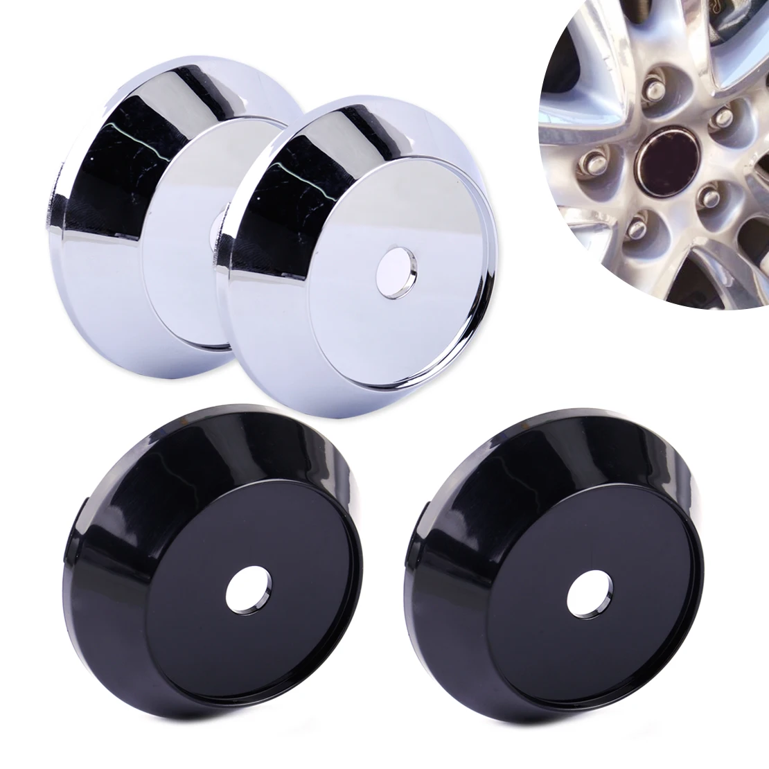 DWCX 4Pcs 65mm Car Styling Black Silver Car Wheel Rims Cover Wheel