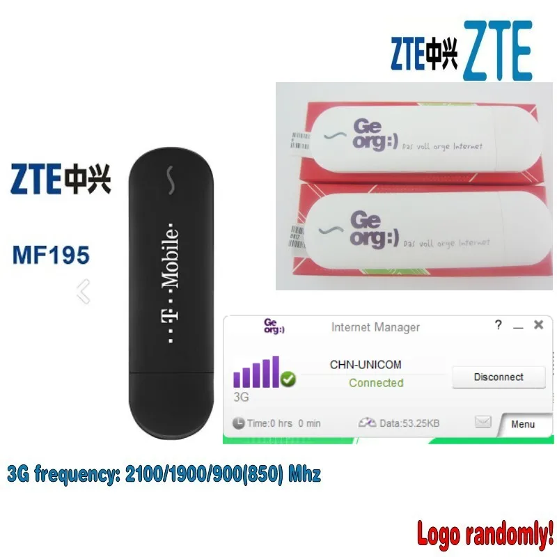 Лот из 500 шт zte MF195 3g USB Datacard, DHL