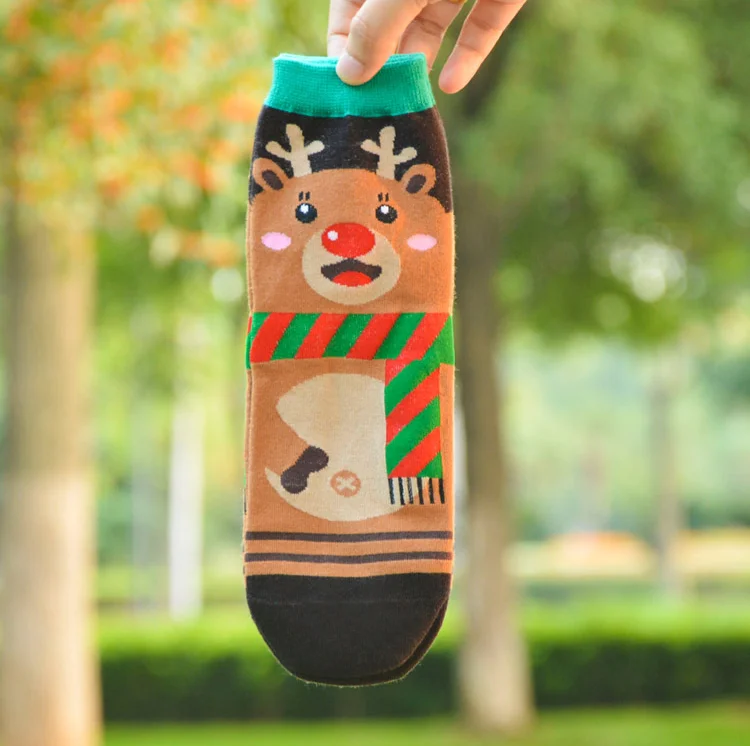 Детские теплые носки тапочки х/б с принтом|women socks|snowflake sockschristmas socks |