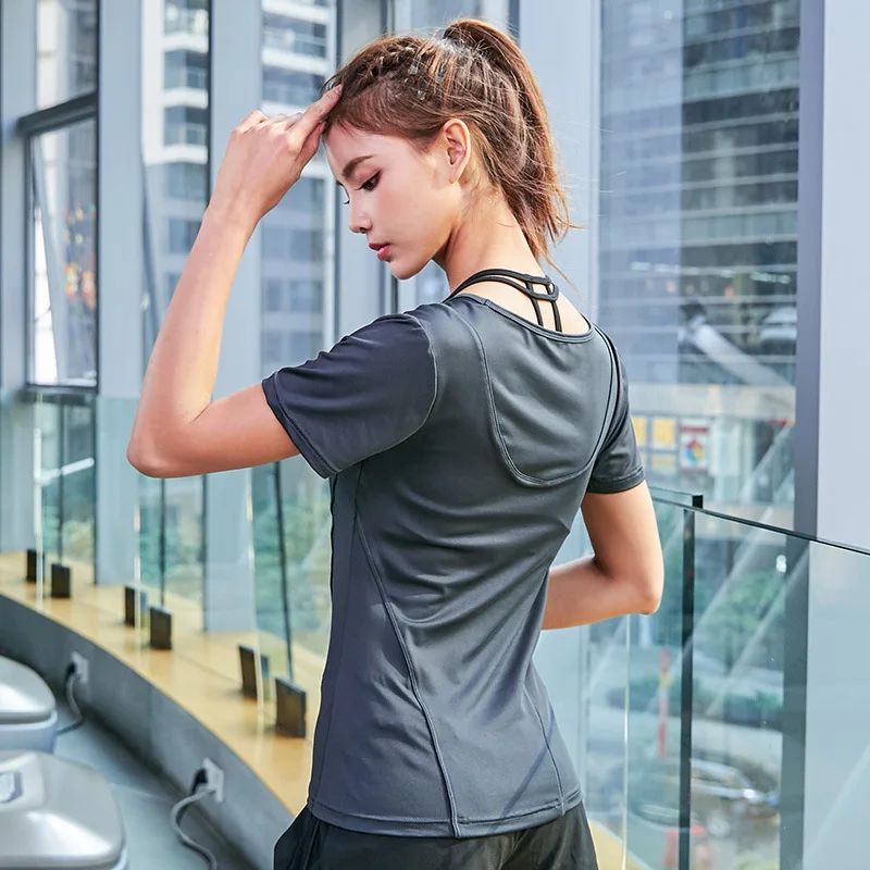 

New Womens Fitness Tops Short Sleeve Sport T Shirt Women T-shirt Sport Wear for Womens Gym Tops Tees Women Yoga Top Sports Shirt
