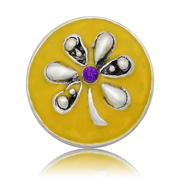 

New Beauty Yellow Flower 18mm snap buttons fit 18mm DIY snap bracelet jewelry wholesale KZ3342