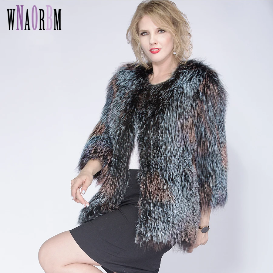 

2019 New Winter Autumn Women Female Knitted Fox Fur Coats Jacket Casual Thick Warm Fashion Slim Overcoat Clothing Size Custom