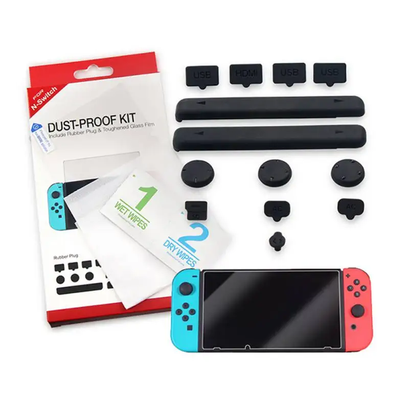 TNS-862 резиновая разъем для пыли набор и закаленное стекло экран плёнки nintendo Switch LN защитный интимные аксессуары