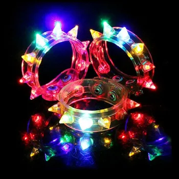 

100pcs Hot sale eight lights LED glow bangle light up flash bracelet Blinking Spike bracelet for party wa4009