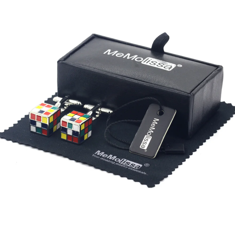 

MeMolissa Display Box Cufflinks Classic Sporty Cufflinks Color Cube Design High Quality Cufflinks for Men Wedding Jewelry Gifts