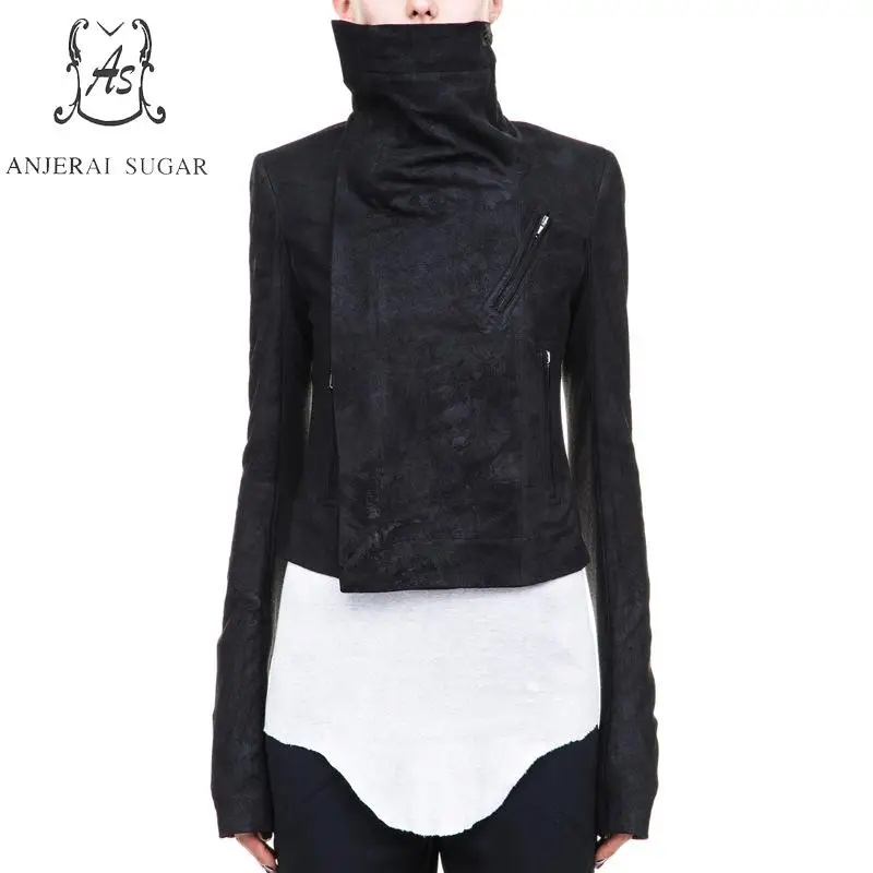 Veste Moto Mouton Peau Automne Véritable Nouveau Femmes Cuir Conception Court 2017 Printemps En Zipper Femme De Noir Vêtements xF8aYpa