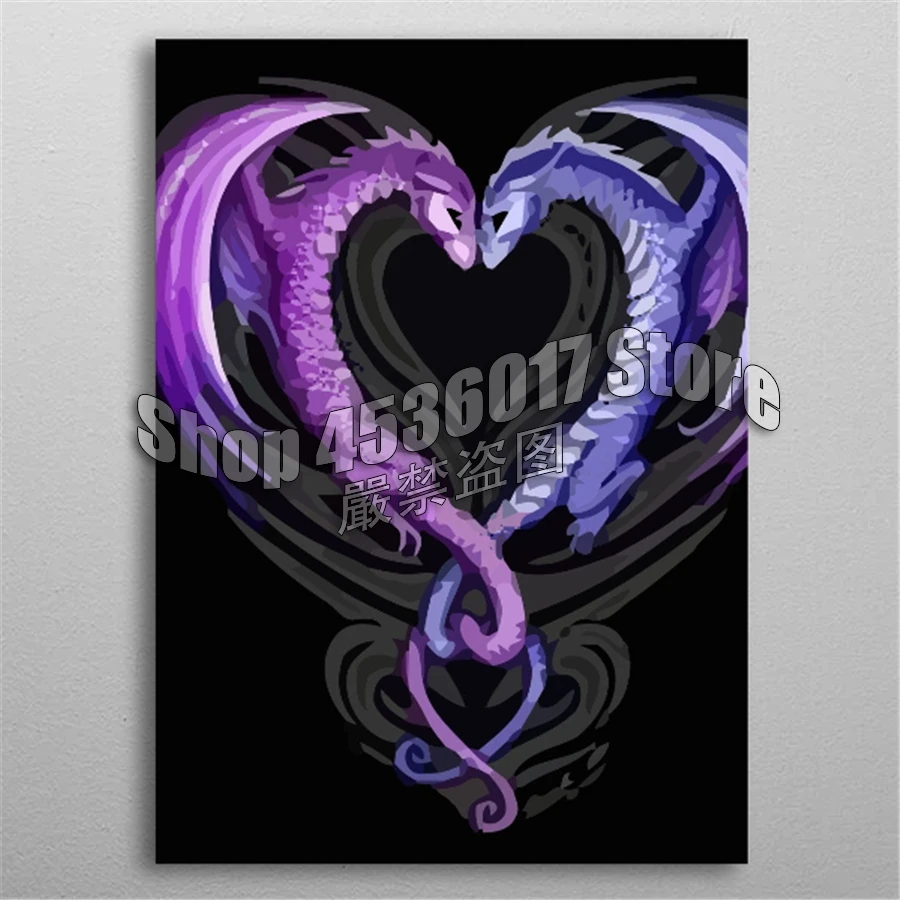 

5D DIY Diamond Embroidery Animals Dragon Heart Diamond Painting Cross Stitch Full Diamond Mosaic Cartoon Home Decor Craft Kits